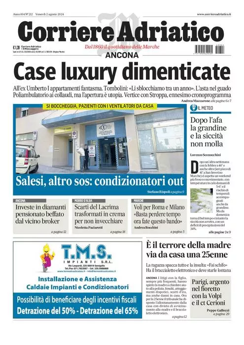 Prima-pagina-corriere adriatico-edizione-di-oggi-02-08-2024